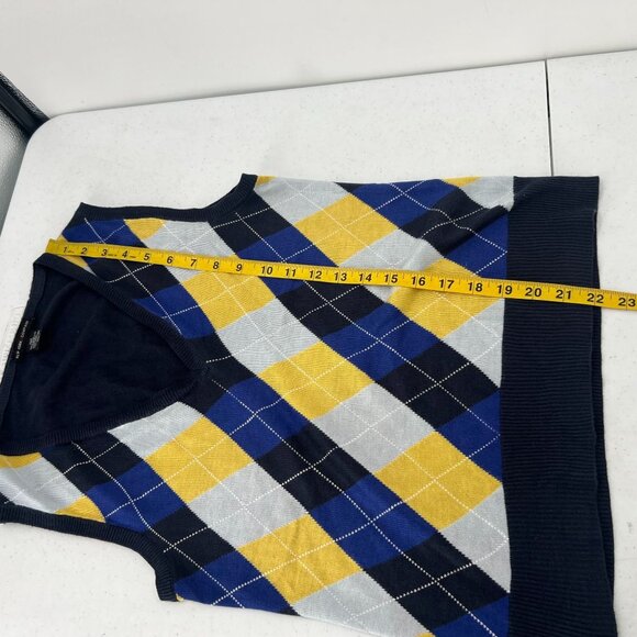 NY&CO Argyle Sweater Vest XS Yellow Navy Gray V-Neck Sleeveless Preppy Academia - Picture 6 of 8